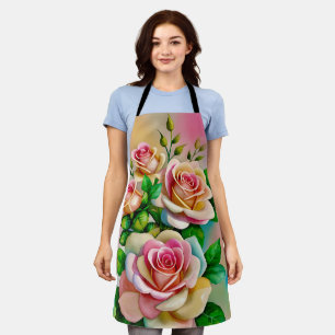 Eleganz-Rosen Rosa und Gelb Aquarell-Pastell Schürze
