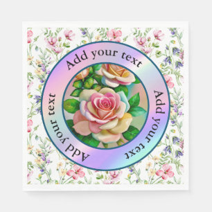 Eleganz-Rosen Rosa und Gelb Aquarell-Pastell Serviette