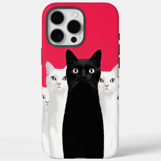 Eleganz: Schwarze Katze mitten in den weißen Katze iPhone 16 Pro Max Hülle