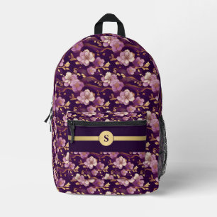 Eleganz umarmen: Personalisierter lila und goldene Bedruckter Rucksack