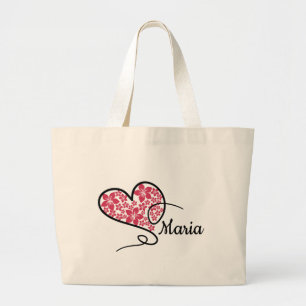 Eleganz von Herzen: Doodle & Floral Große Tote-Tas Jumbo Stoffbeutel