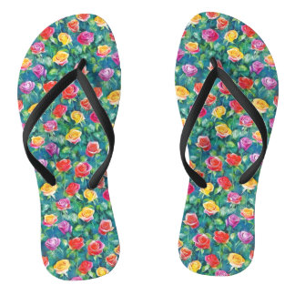 Eleganz von Rosengärten Aquarellmuster Flip Flops