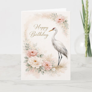 Eleganz zum Geburtstag des Kranichs Karte