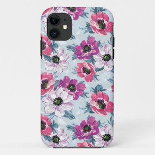 EleganzfarbBlumenmuster auf Blau Case-Mate iPhone Hülle
