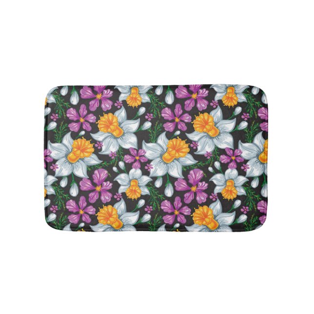 Eleganzmuster mit Narzissen-Blumen 2 Badematte (Vorderseite)
