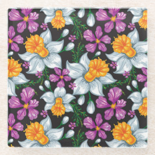 Eleganzmuster mit Narzissen-Blumen 2 Glasuntersetzer