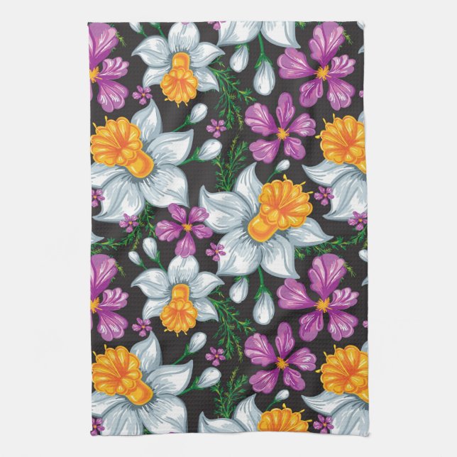 Eleganzmuster mit Narzissen-Blumen 2 Handtuch (Vertikal)