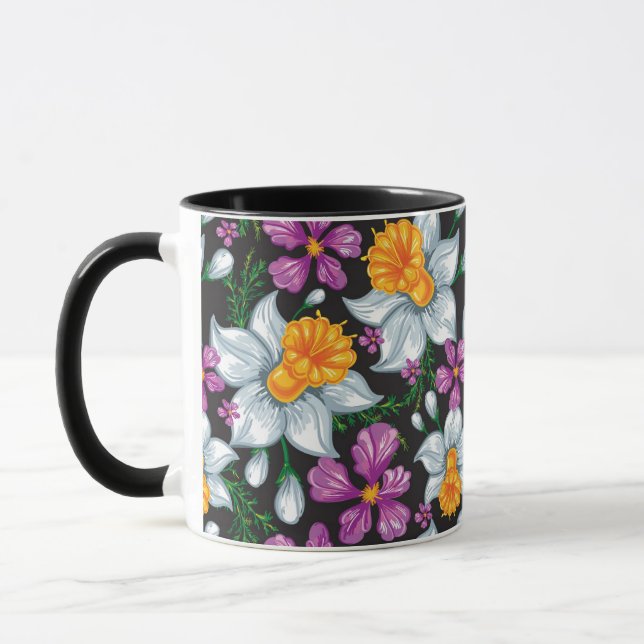 Eleganzmuster mit Narzissen-Blumen 2 Tasse (Links)