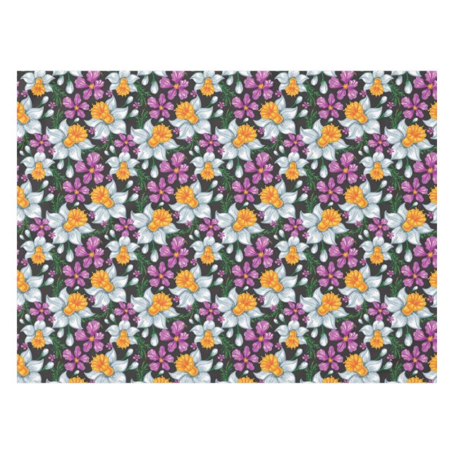 Eleganzmuster mit Narzissen-Blumen 2 Tischdecke (Vorderseite (Horizontal))