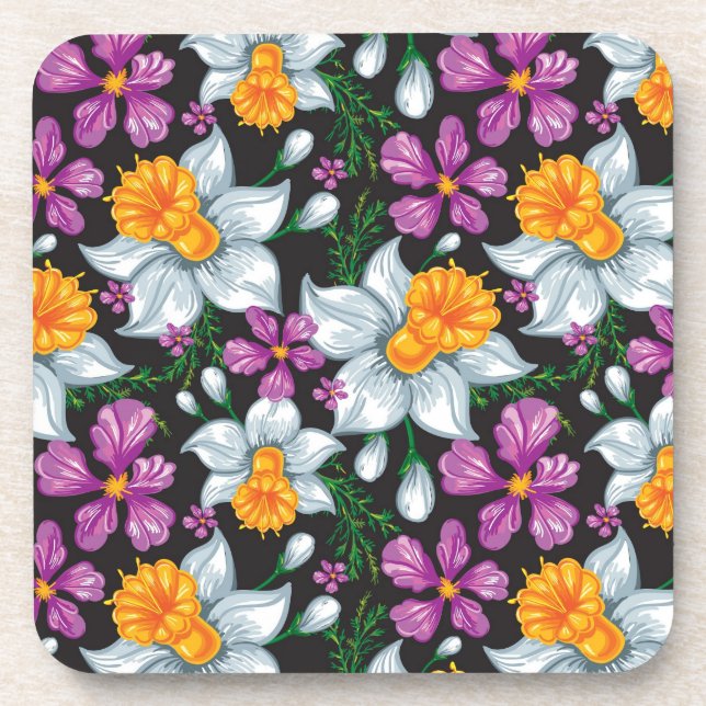 Eleganzmuster mit Narzissen-Blumen 2 Untersetzer (Vorderseite)