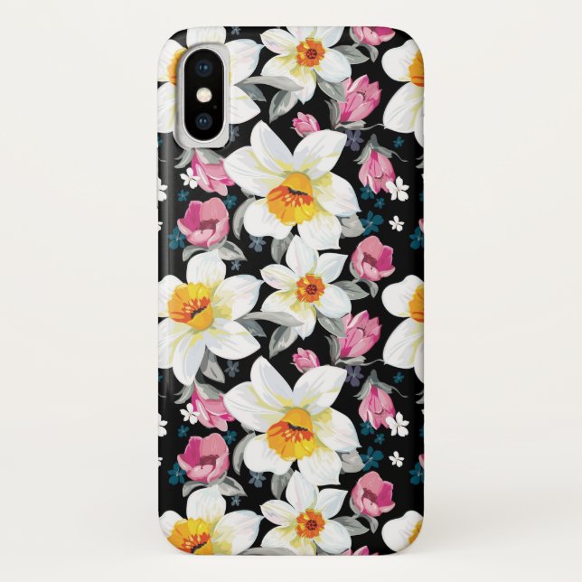 Eleganzmuster mit Narzissen-Blumen Case-Mate iPhone Hülle (Rückseite)
