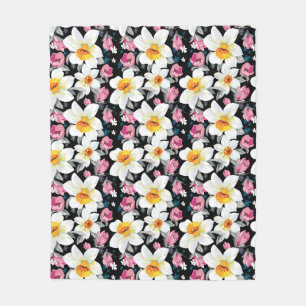 Eleganzmuster mit Narzissen-Blumen Fleecedecke