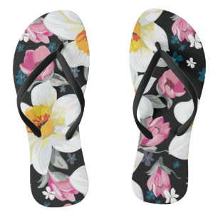Eleganzmuster mit Narzissen-Blumen Flip Flops