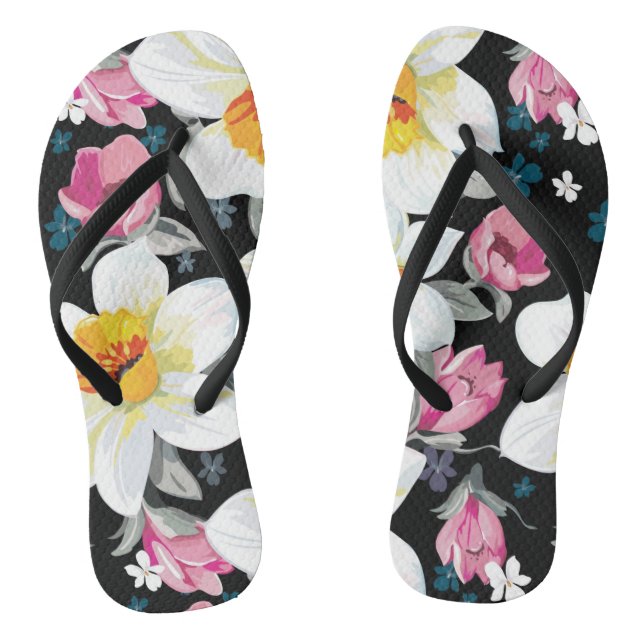 Eleganzmuster mit Narzissen-Blumen Flip Flops (Fußbett)