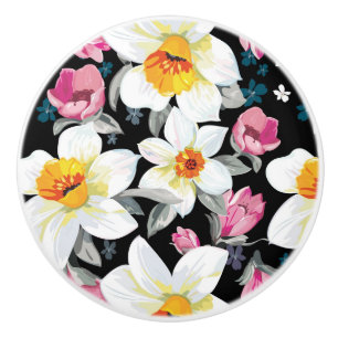 Eleganzmuster mit Narzissen-Blumen Keramikknauf
