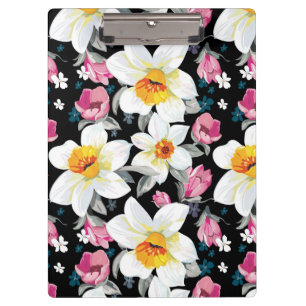 Eleganzmuster mit Narzissen-Blumen Klemmbrett