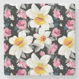 Eleganzmuster mit Narzissen-Blumen Steinuntersetzer