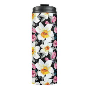 Eleganzmuster mit Narzissen-Blumen Thermosbecher