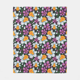 Eleganzmuster mit Narzissenblumen 2 Fleecedecke