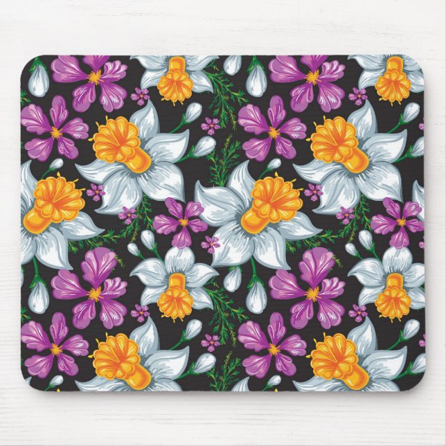 Eleganzmuster mit Narzissenblumen 2 Mousepad (Vorne)