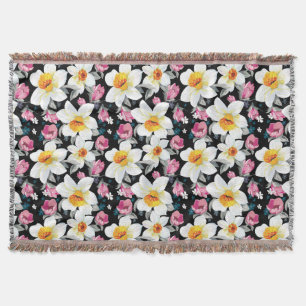 Eleganzmuster mit Narzissenblumen Decke