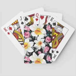 Eleganzmuster mit Narzissenblumen Spielkarten