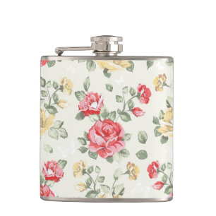 Eleganztapetenmuster der rosa Rosen Flachmann