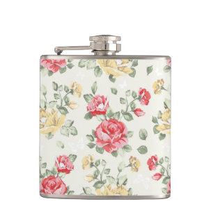 Eleganztapetenmuster der rosa Rosen Flachmann