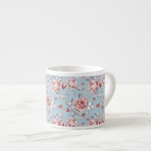 Eleganztapetenmuster von rosa Rosen 2 Espressotasse