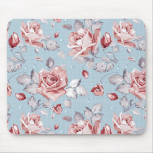 Eleganztapetenmuster von rosa Rosen 2 Mousepad