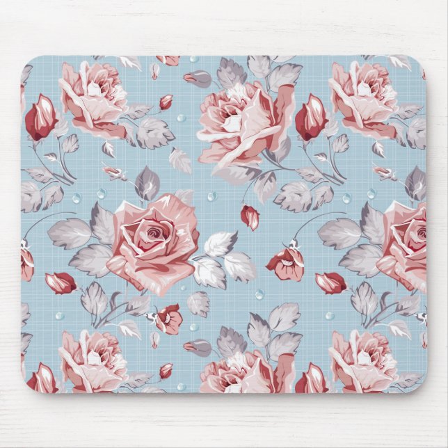 Eleganztapetenmuster von rosa Rosen 2 Mousepad (Vorne)