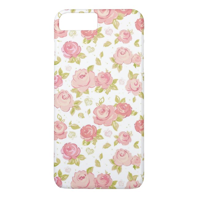 Eleganztapetenmuster von rosa Rosen 3 Case-Mate iPhone Hülle (Rückseite)