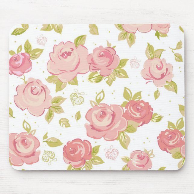 Eleganztapetenmuster von rosa Rosen 3 Mousepad (Vorne)