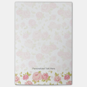 Eleganztapetenmuster von rosa Rosen 3 Post-it Klebezettel
