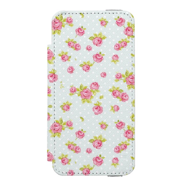 Eleganztapetenmuster von rosa Rosen 4 Incipio iPhone Geldbeutel-Hülle (Folio Vorderseite)