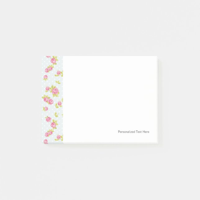 Eleganztapetenmuster von rosa Rosen 4 Post-it Klebezettel (Vorderseite)