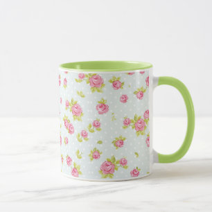 Eleganztapetenmuster von rosa Rosen 4 Tasse