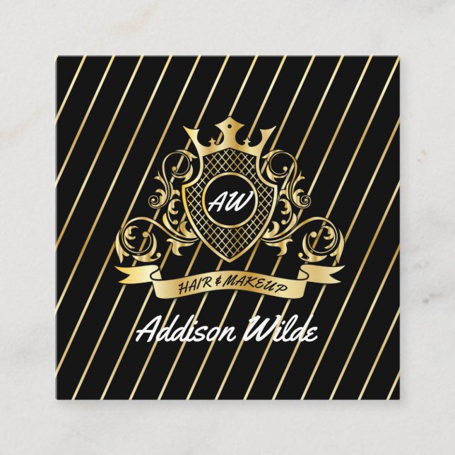 Elegenat Gold Monagram Design Quadratische Visitenkarte (Vorderseite)