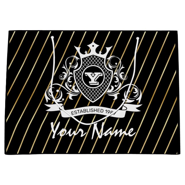 Elegenat White Monagram Geschenktasche Große Geschenktüte (Vorderseite)