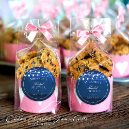 Elegent Blue Night & String Lights Brautparty Runder Aufkleber