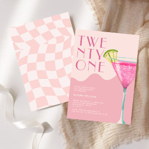 Elegent Chic Pink Cocktail 21. Geburtstag Einladung