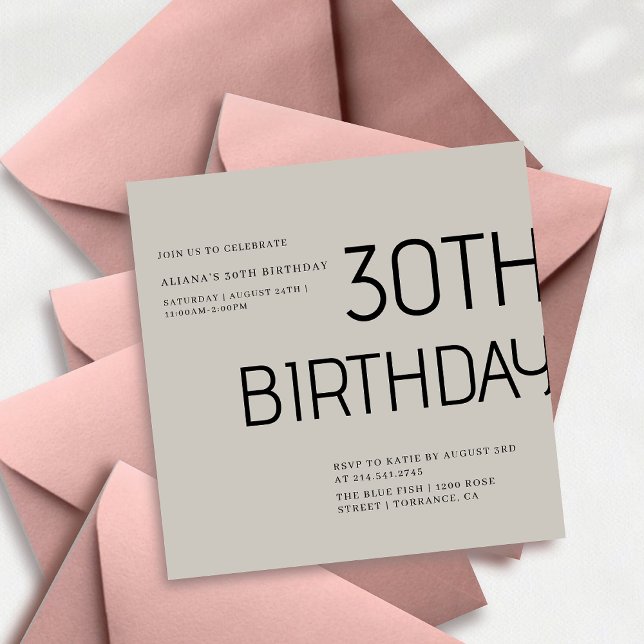 Elegent einfache schwarz-weiße Spur 30. Geburtstag Einladung (Von Creator hochgeladen)