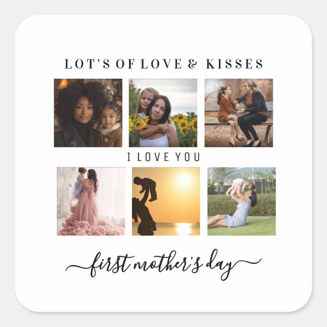 Elegent first mothers day quadratischer aufkleber (Vorderseite)