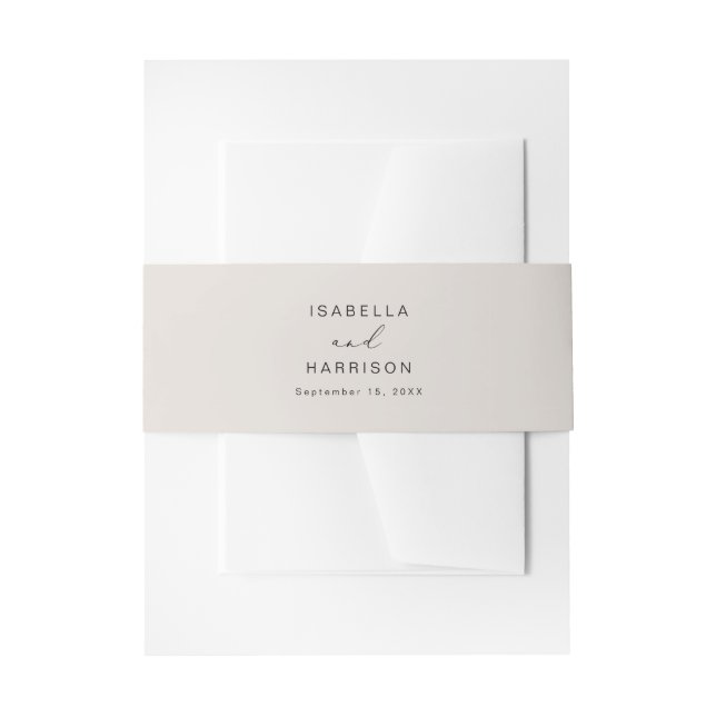 Elegent Minimalistisch Creme Beige Wedding Suite I Einladungsbanderole (Vorderseite Beispiel)