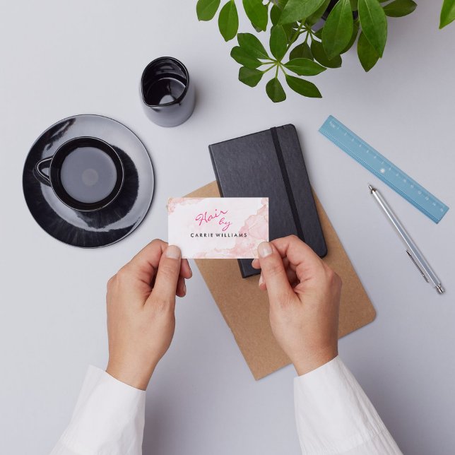 Elegent Professional Minimal Pink Hair Stylist Visitenkarte (Elegent Professional Minimal Pink Hair Stylist Business Card
)