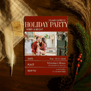 Elegent Red Magazine Cover Weihnachts-Party Feiertagskarte