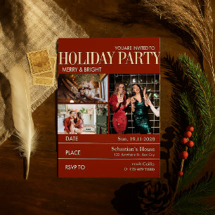 Elegent Red Magazine Cover Weihnachts-Party Feiertagskarte