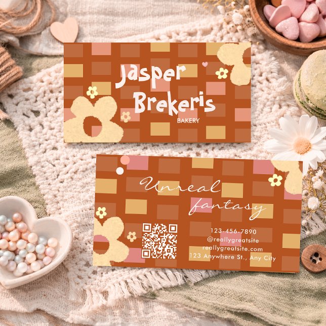 Elegent Retro Chic Brown Daisy Cute  Visitenkarte (Von Creator hochgeladen)