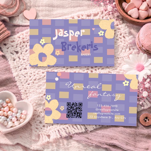 Elegent Retro Chic Purple Daisy Cute  Visitenkarte (Von Creator hochgeladen)