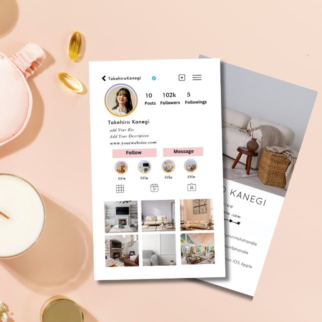 Elegent Social Media Instagram Innenarchitekt Visitenkarte (Von Creator hochgeladen)